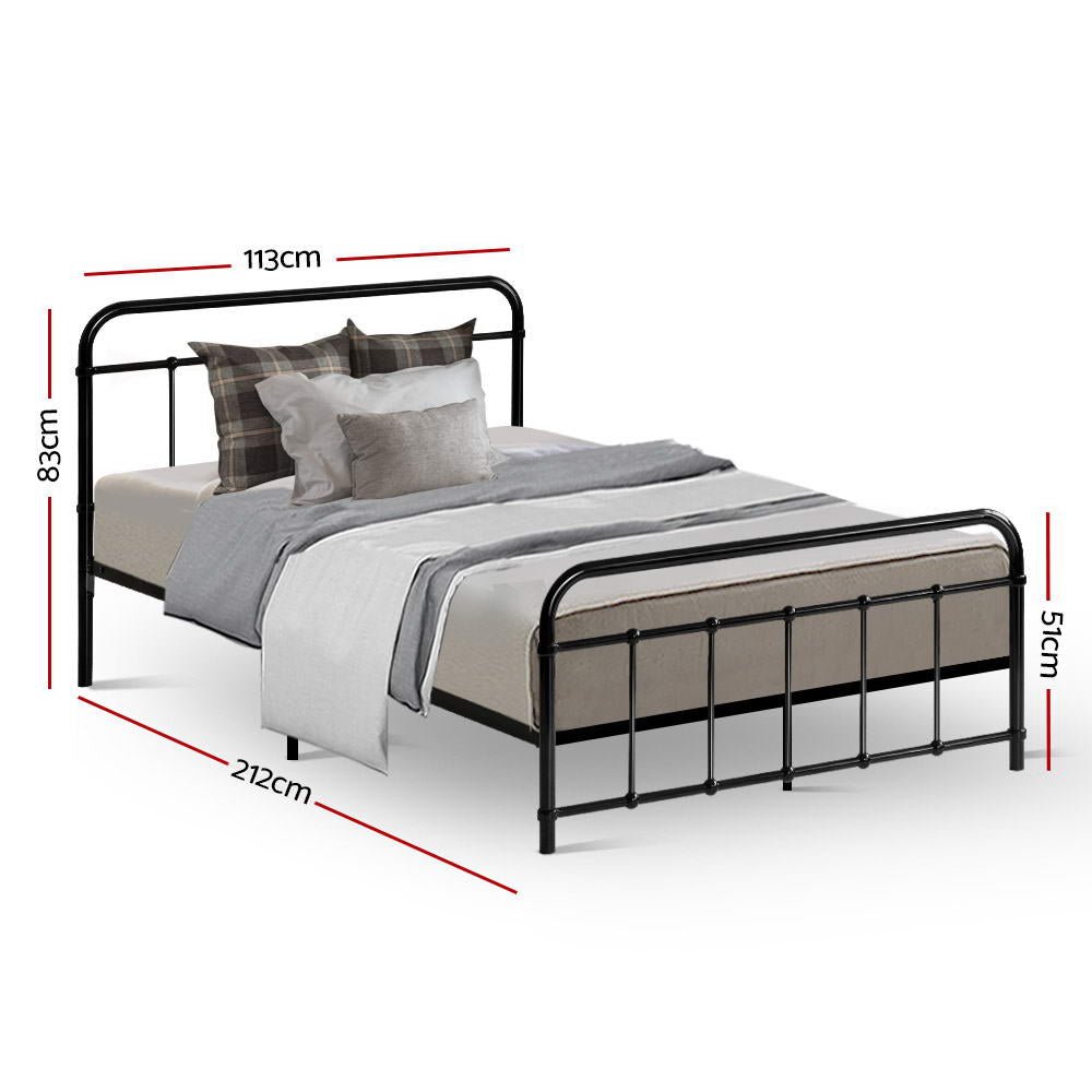 Artiss Leo King Single Black Metal Bed Frame, ideal for kids bedrooms, sturdy and stylish.