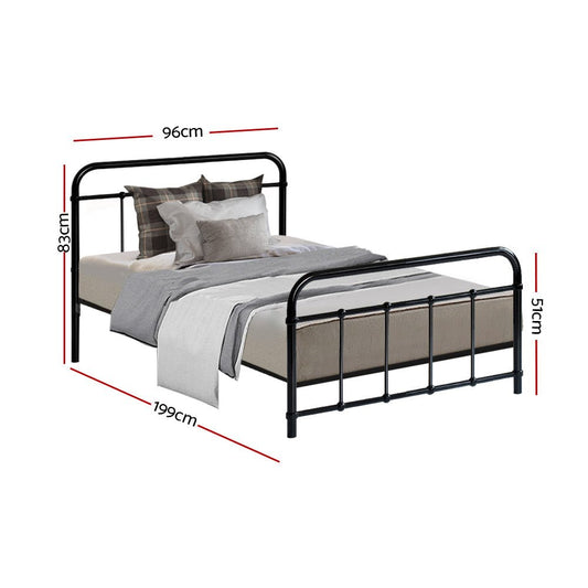 Leo Artiss Metal Bed Frame Single Black - Stylish and sturdy for kids bedrooms.