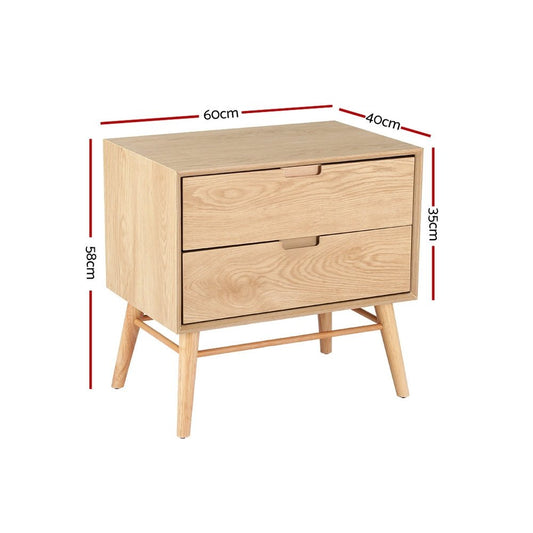 Artiss kids bedside table with 2 drawers for bedroom storage and playful, sturdy legs.