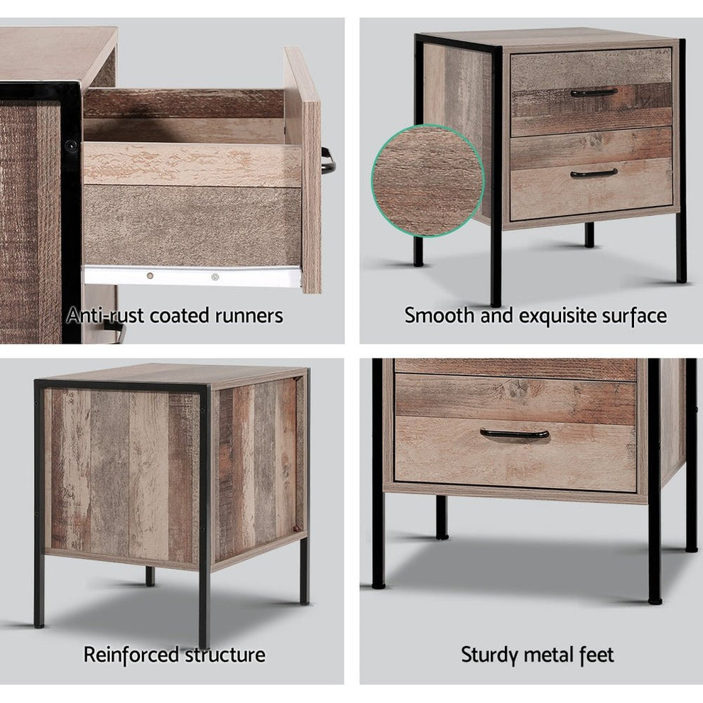 Artiss Bedside Table Metal Cabinet - Yellow