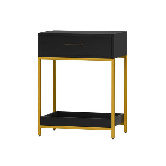 Kids black bedside table with drawers and shelf for storage and organization in rooms