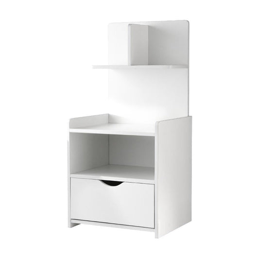 Kids bedside table with storage for toys, books. White, modern design by Artiss.