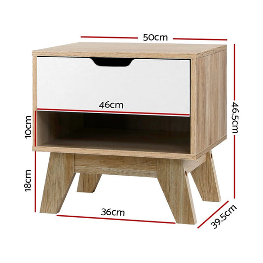 Kids wooden bedside table with drawer for storage, perfect for bedrooms with limited space