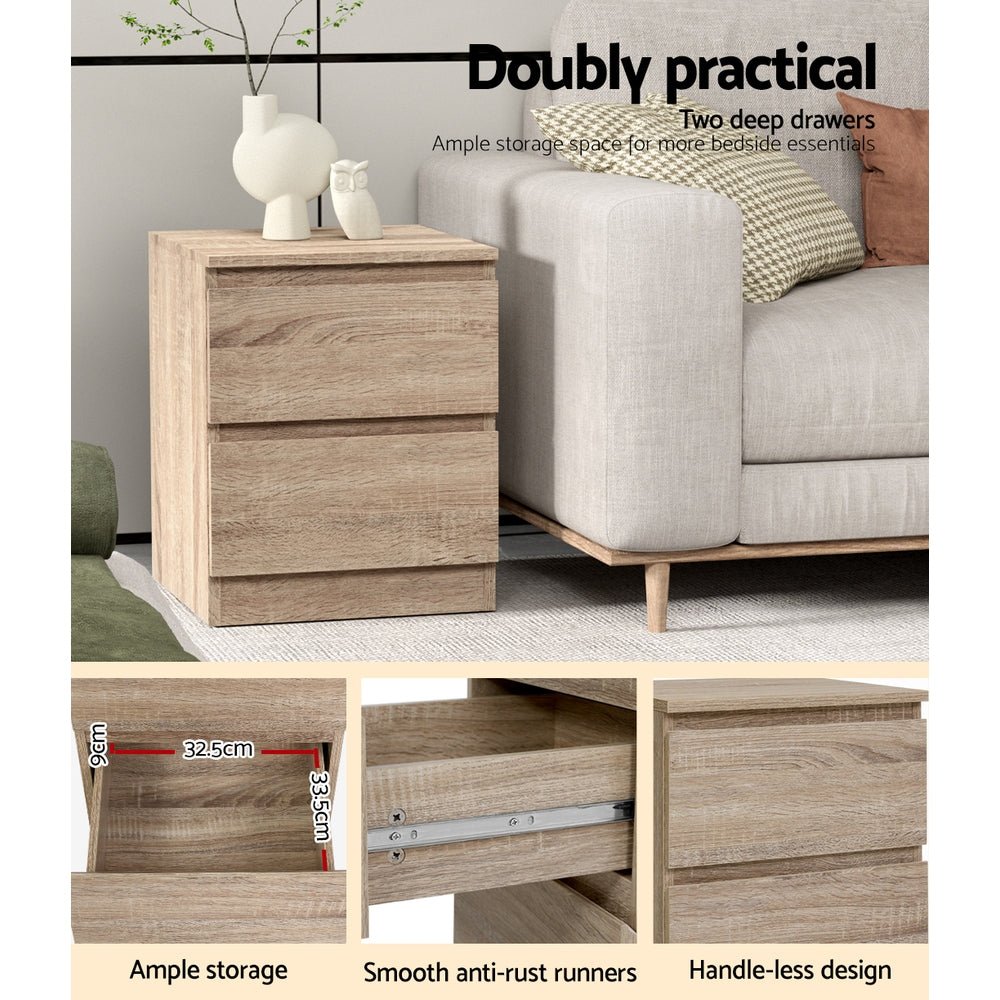 Artiss Bedside Table with Sliding Doors BORIS