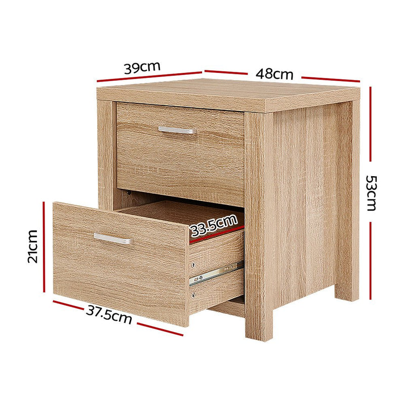 Shop Artiss Bedside Table with Drawers Beige Wood Australia