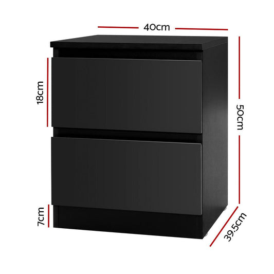 Artiss Kids Black Bedside Table with Drawers for stylish and functional bedroom storage.