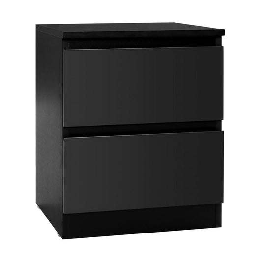 Artiss black bedside table with drawers, ideal for childrens bedroom organization and storage.