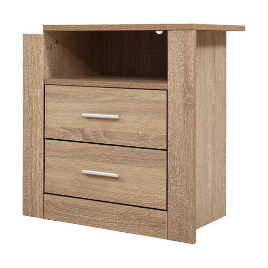 Artiss Oak Bedside table | Convenient storage drawers for a childs bedroom organization solution.