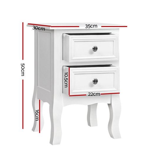 Kids French-style nightstand with drawers and storage cabinet for bedroom decor.