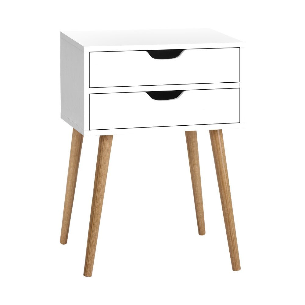 Artiss Bedside Tables Drawers Side Table Nightstand Wood Storage Cabinet White | Kids Mega Mart | Shop Now!