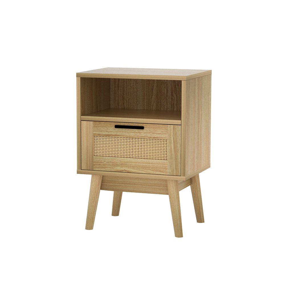 Artiss Bedside Tables Rattan Drawers Side Table Nightstand Storage Cabinet Wood | Kids Mega Mart | Shop Now!