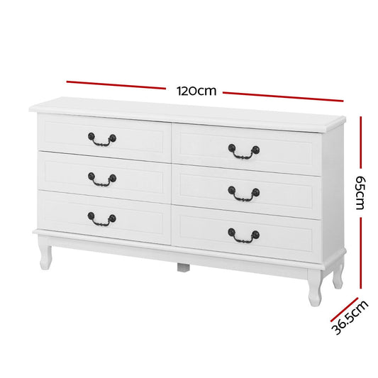 White KUBI bedroom dresser with ample storage for childrens clothes and toys.