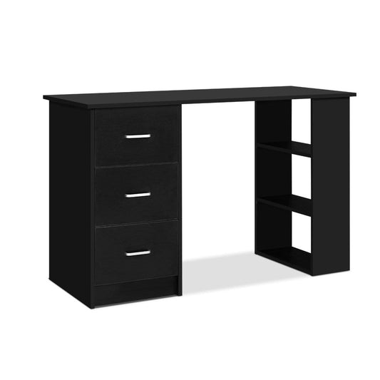 Artiss black computer desk with 3 drawers and shelves, ideal for childrens study area.