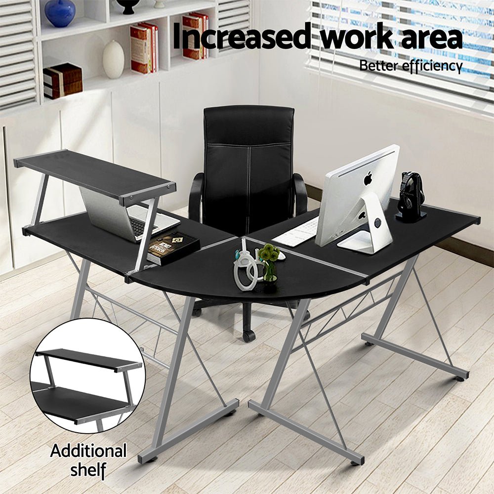 Artiss L-Shape Black Computer Desk for Teens and Adults