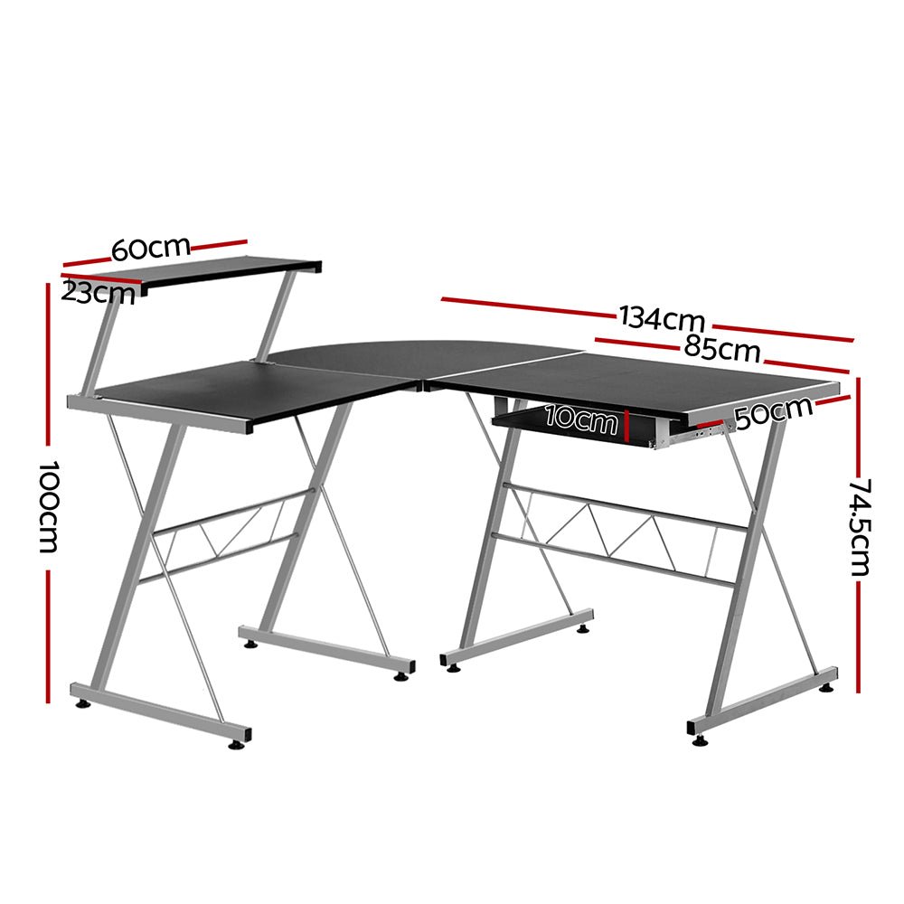Artiss L-Shape Black Computer Desk designed for teens and adults, ideal for home study.