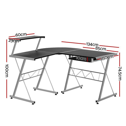 Artiss L-Shape Black Computer Desk designed for teens and adults, ideal for home study.