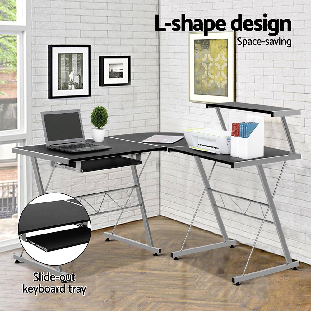 Artiss L-Shape Black Computer Desk for Teens and Adults