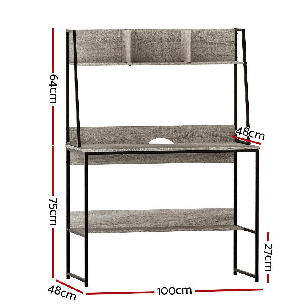 Kids study table with bookshelf storage - Artiss computer desk for organized learning.