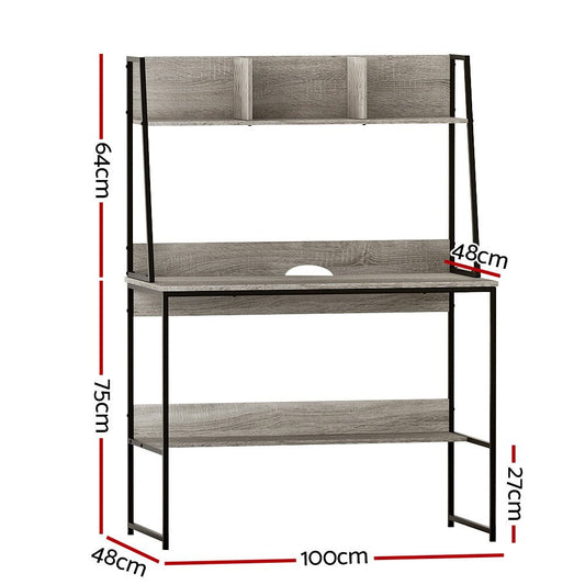 Kids study table with bookshelf storage - Artiss computer desk for organized learning.