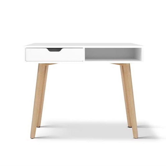 Artiss white computer desk with drawer for teens study and creative projects at home.