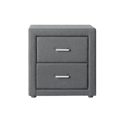 Grey fabric bedside table by Artiss for kids rooms, stylish storage solution. 