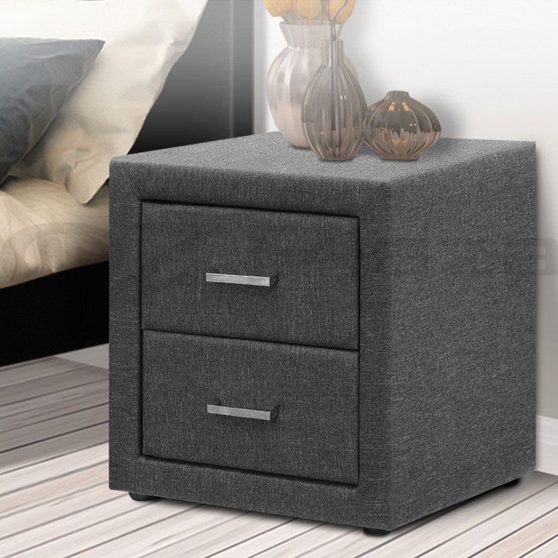 Artiss Fabric Bedside Table Grey