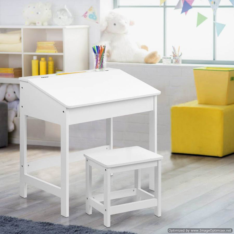 SHop Furniture Artiss Kids Lift-Top Desk and Stool - White