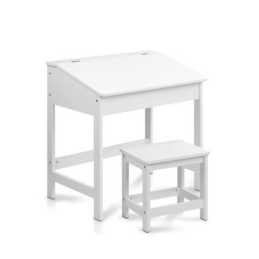 Artiss Kids Lift-Top Desk and Stool White