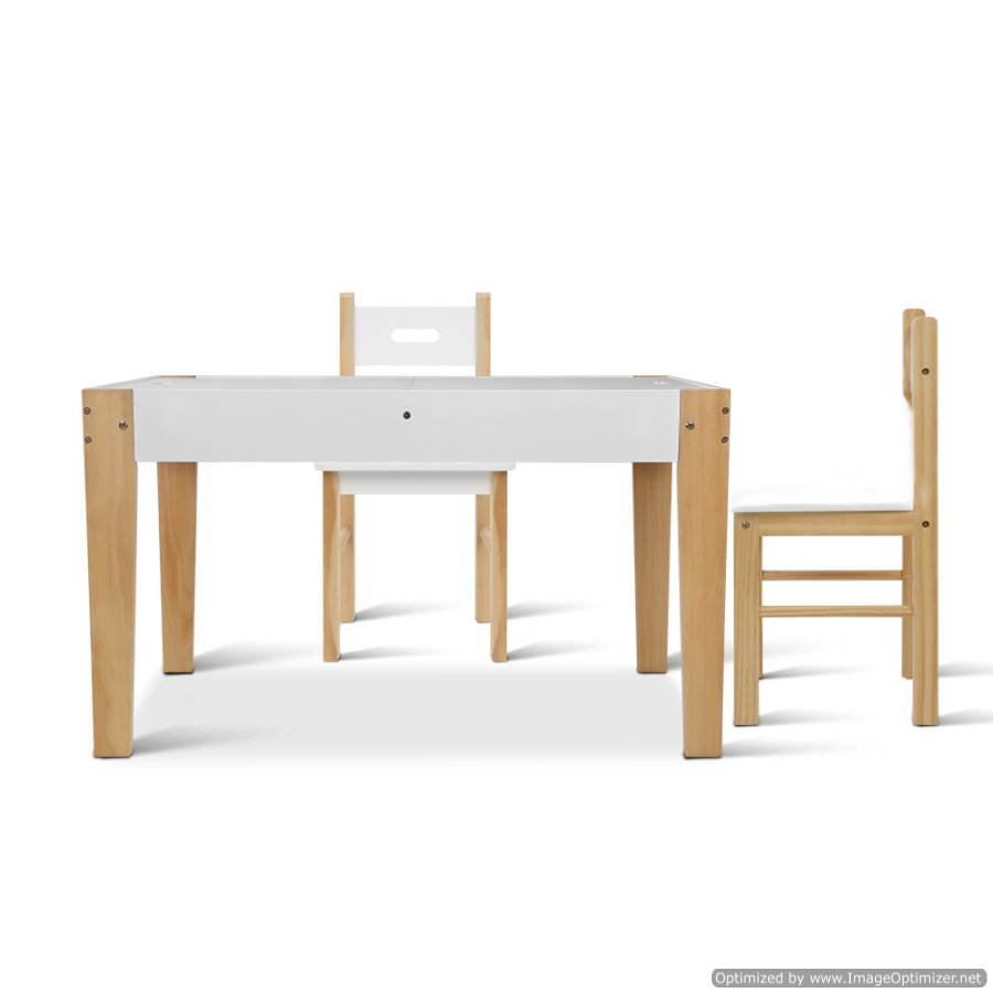 Buy Kids Furniture Artiss Table and Chair Storage Desk White & Natural