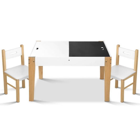 Artiss Kids Table and Chair with Storage Desk in White and Natural for creative play