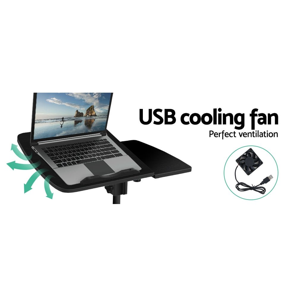 Artiss 360 Rotating Laptop Stand with USB Cooler - Black. Ideal for kids study setup.