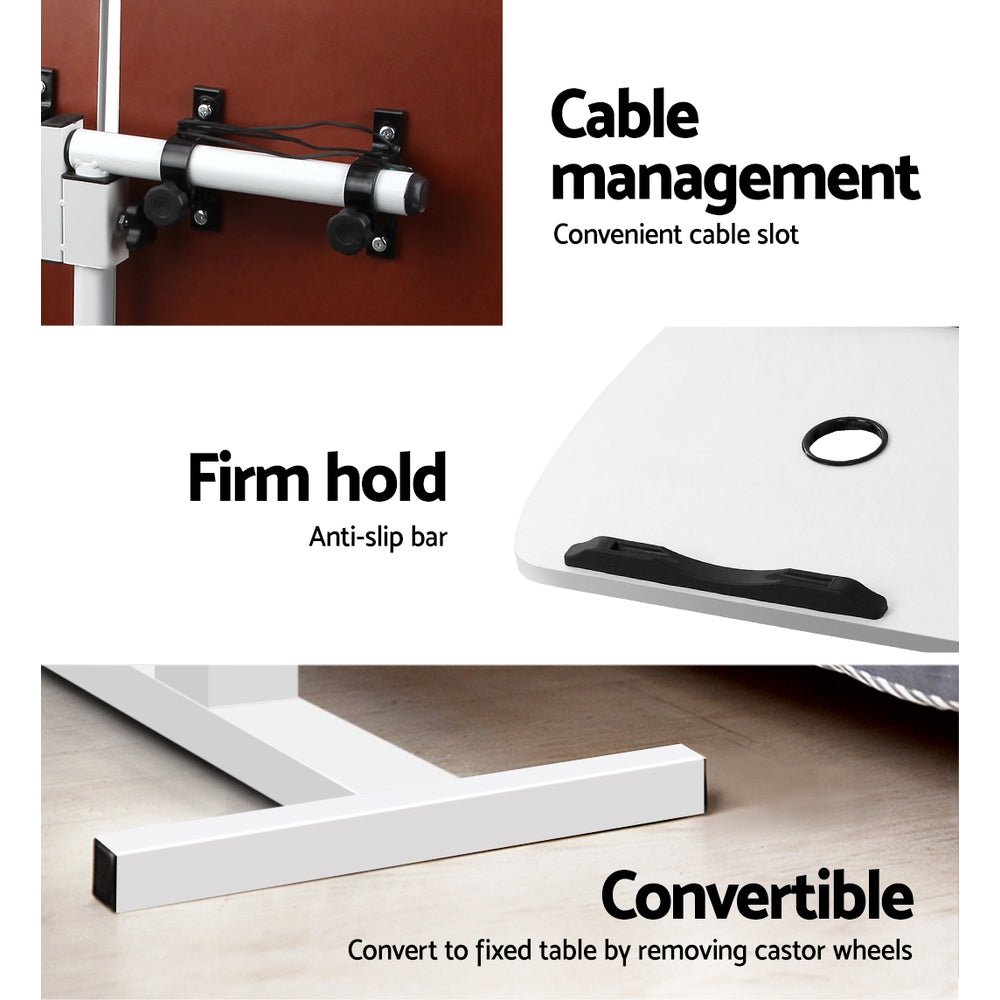 White laptop stand with USB cooler, 360 rotating feature - ideal for kids study desks.