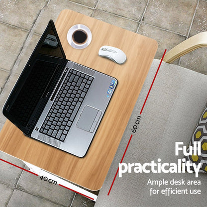 Artiss portable laptop table desk in light wood finish, perfect for kids study and play.