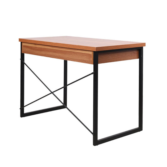 Artiss Metal Desk with Drawer in Walnut finish, perfect for kids study and creativity.