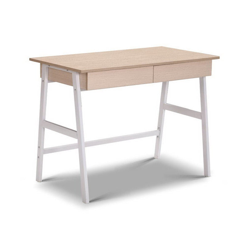 Artiss Metal Desk with Drawer - White with Oak Top | Kids Mega Mart | Shop Now!