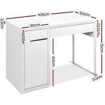 Artiss Metal Desk With Storage Cabinet White Measurements