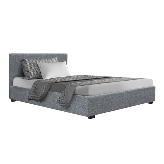 Artiss Nino King Single Fabric Bed Frame - Grey with Gas Lift Storage for kids