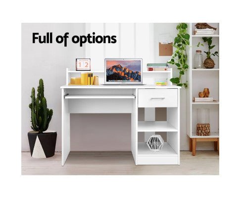 Artiss white computer desk with storage, perfect for kids study area at home.