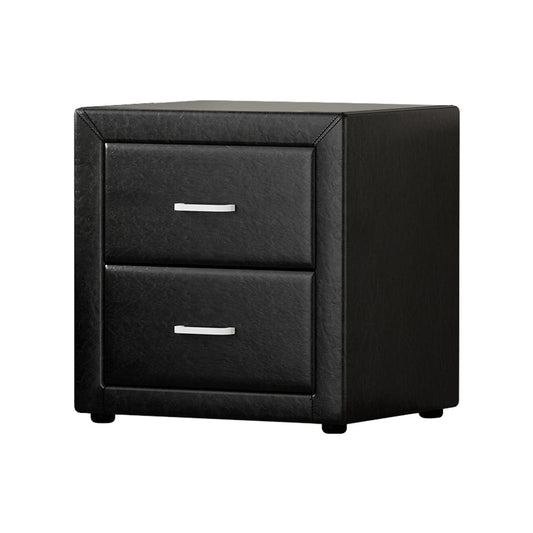 Kids black PU leather bedside table with sleek design - perfect addition to childrens bedroom.