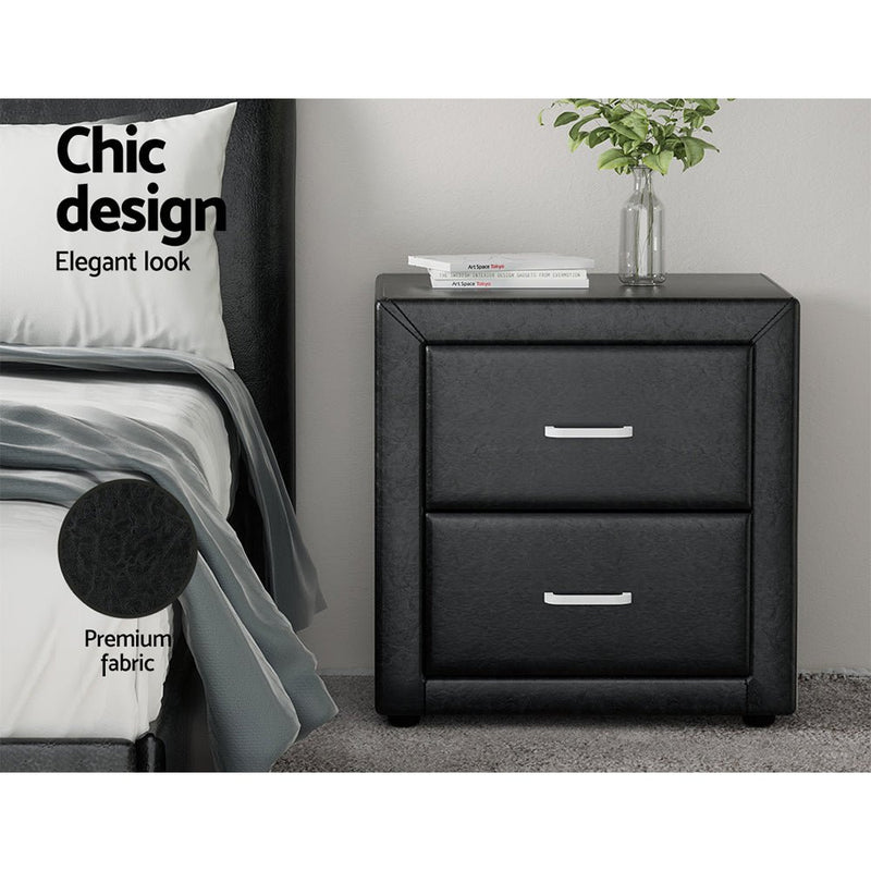 Artiss PU Leather Bedside Table Black - Shop Now!