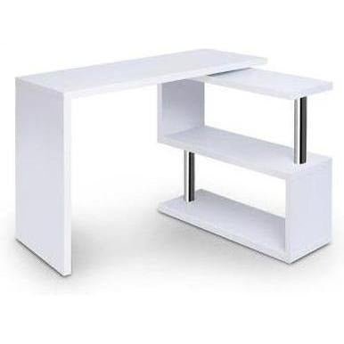 Artiss Rotary Corner Desk with Bookshelf White