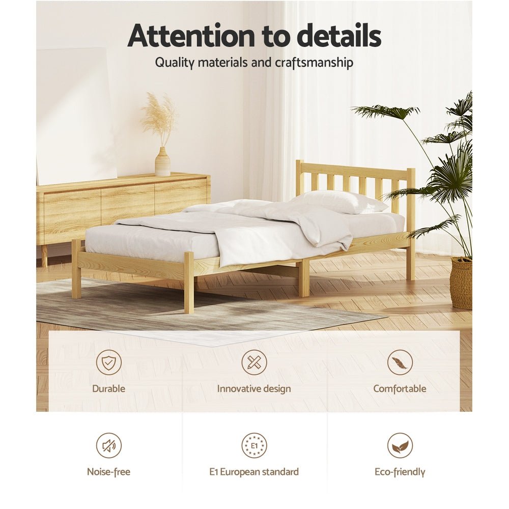 Artiss Sofie Single Bed Frame Wooden - Oak
