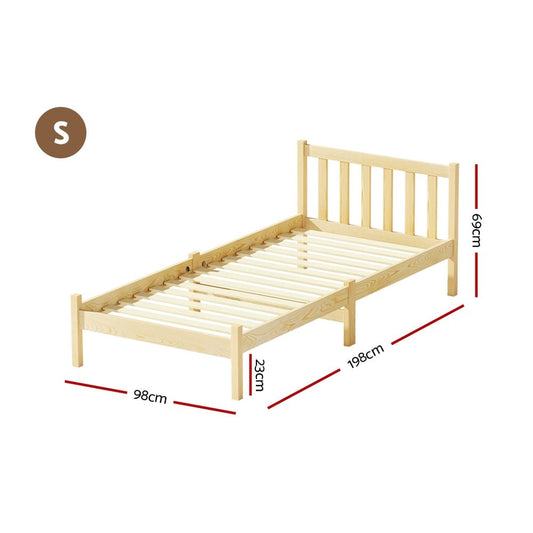 Artiss Sofie single bed frame wooden in oak for stylish and durable kids bedroom.