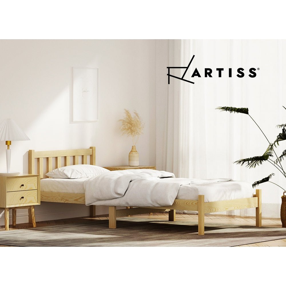 Artiss Sofie Single Bed Frame Wooden - Oak