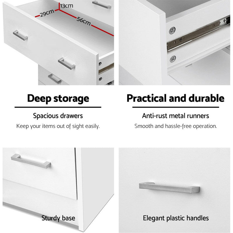 Furniture Artiss Tallboy 4 Drawers Storage Cabinet - White