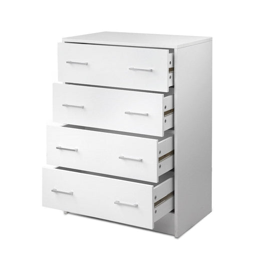 Artiss Tallboy 4 Drawers Storage Cabinet in White - ideal for organizing kids essentials