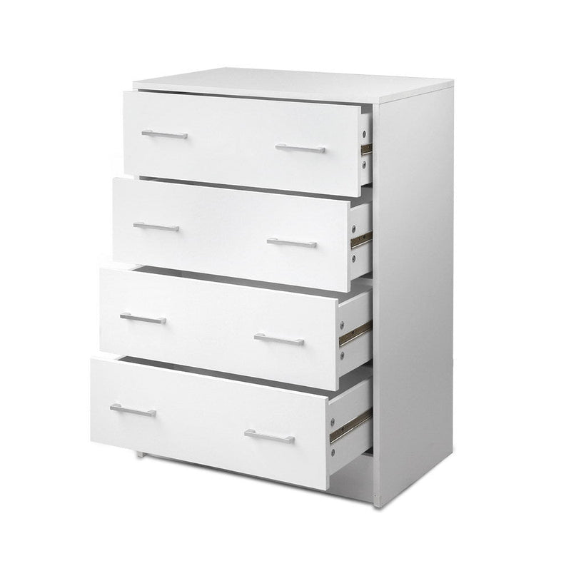 Artiss Tallboy 4 Drawers Storage Cabinet White | Kids Mega Mart | Shop Now!