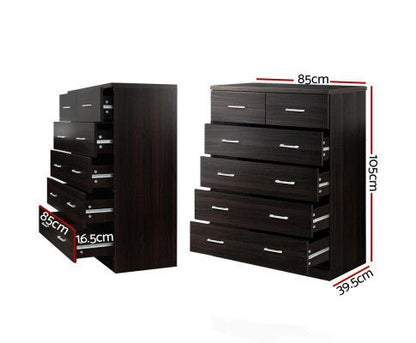 Artiss tallboy 6-drawer storage cabinet in walnut, perfect for organizing toys and clothes.