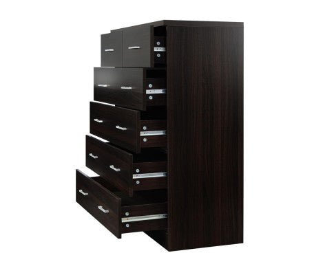 Artiss 6-drawer tallboy storage in walnut, perfect for organizing kids toys and clothes.