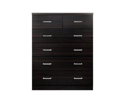 Artiss Tallboy kids storage cabinet with 6 drawers in warm walnut finish.